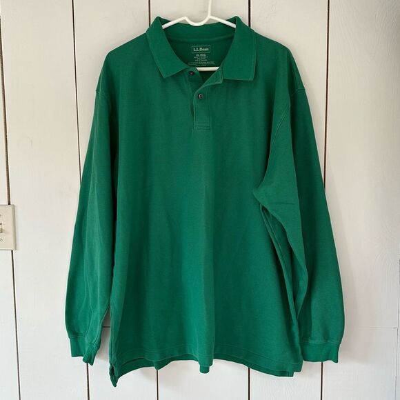 L.L. Bean Other - LL Bean Men's Premium Double L Polo Shirt Long Sleeve Green XL Cotton